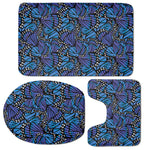 Blue Monarch Butterfly Wings Print 3 Piece Bath Mat Set