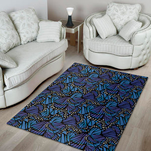 Blue Monarch Butterfly Wings Print Area Rug