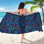 Blue Monarch Butterfly Wings Print Beach Sarong Wrap