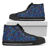 Blue Monarch Butterfly Wings Print Black High Top Shoes