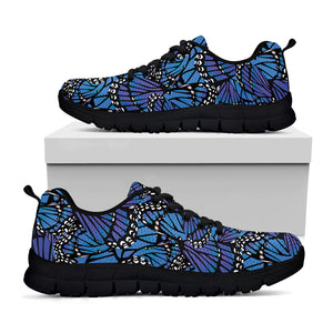 Blue Monarch Butterfly Wings Print Black Sneakers