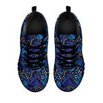Blue Monarch Butterfly Wings Print Black Sneakers
