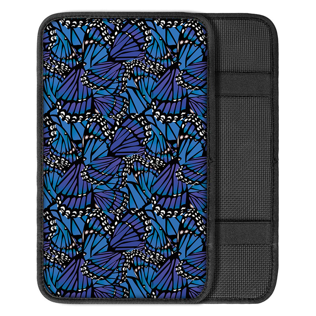 Blue Monarch Butterfly Wings Print Car Center Console Cover