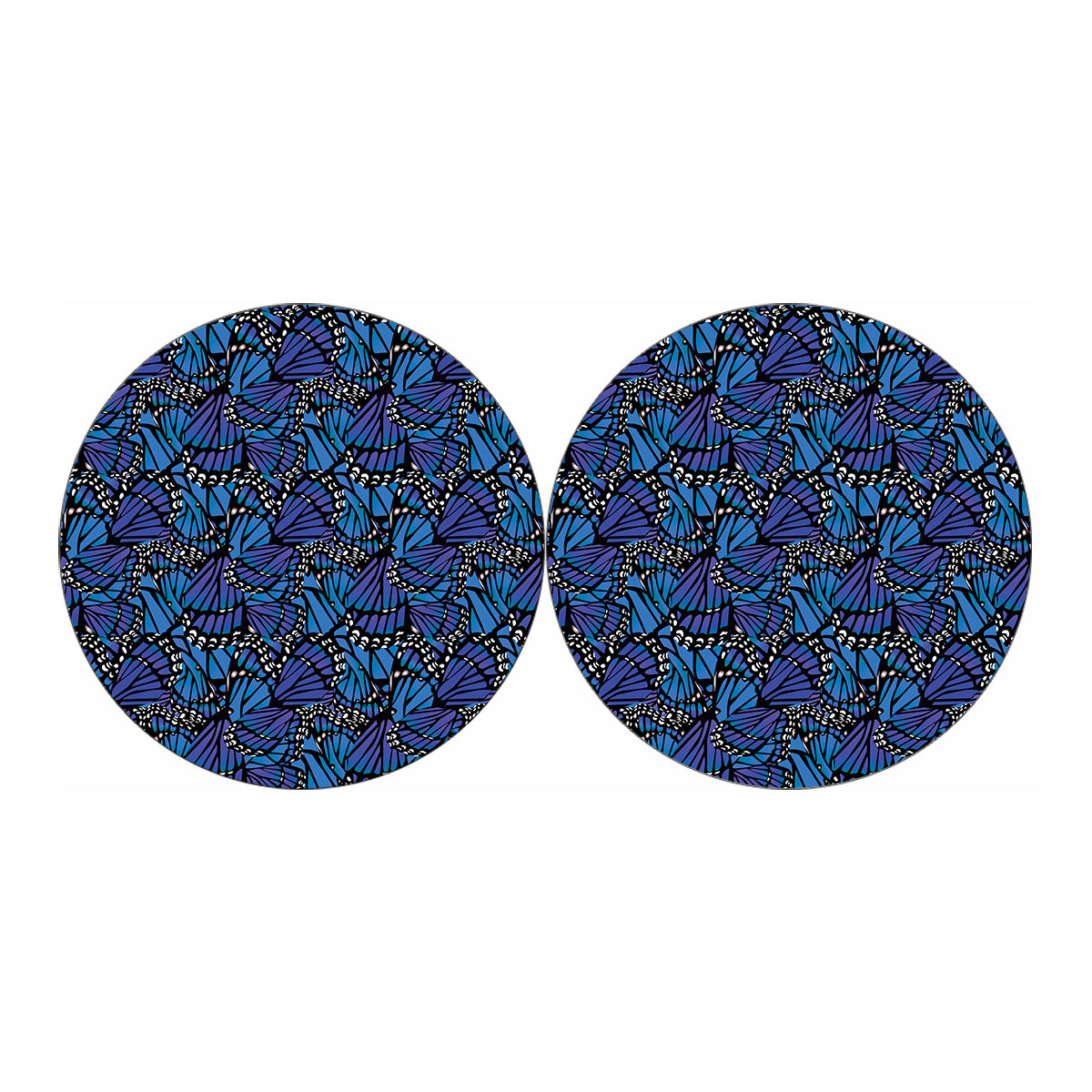 Blue Monarch Butterfly Wings Print Car Coasters
