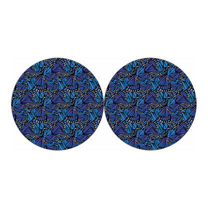 Blue Monarch Butterfly Wings Print Car Coasters