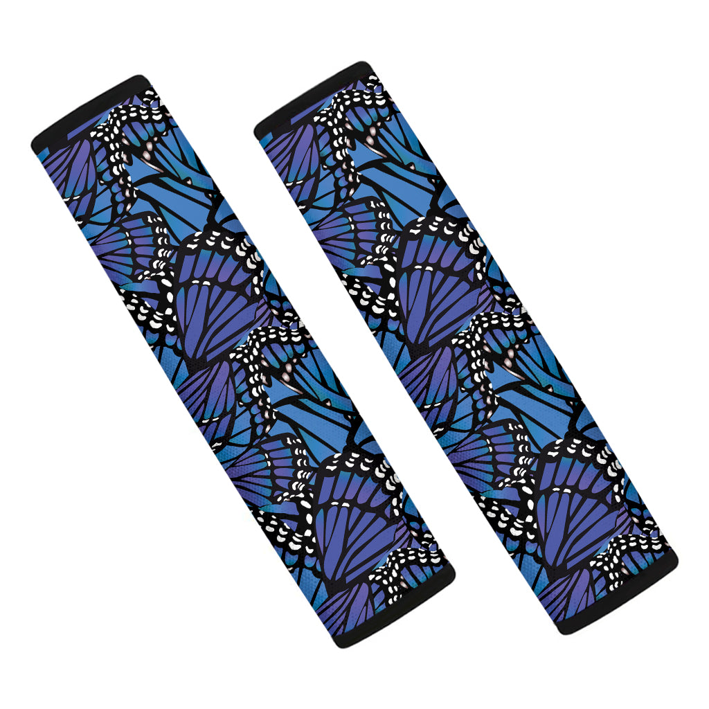 Blue Monarch Butterfly Wings Print Car Seat Belt Covers