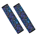 Blue Monarch Butterfly Wings Print Car Seat Belt Covers