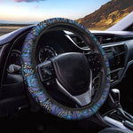 Blue Monarch Butterfly Wings Print Car Steering Wheel Cover