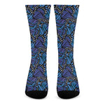 Blue Monarch Butterfly Wings Print Crew Socks