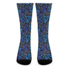 Blue Monarch Butterfly Wings Print Crew Socks