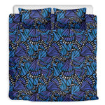 Blue Monarch Butterfly Wings Print Duvet Cover Bedding Set