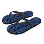 Blue Monarch Butterfly Wings Print Flip Flops