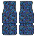 Blue Monarch Butterfly Wings Print Front and Back Car Floor Mats