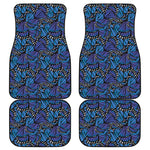 Blue Monarch Butterfly Wings Print Front and Back Car Floor Mats