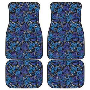 Blue Monarch Butterfly Wings Print Front and Back Car Floor Mats