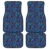 Blue Monarch Butterfly Wings Print Front and Back Car Floor Mats