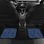 Blue Monarch Butterfly Wings Print Front and Back Car Floor Mats