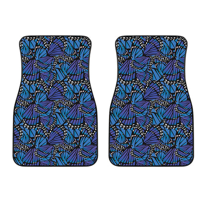 Blue Monarch Butterfly Wings Print Front Car Floor Mats
