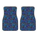 Blue Monarch Butterfly Wings Print Front Car Floor Mats