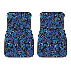 Blue Monarch Butterfly Wings Print Front Car Floor Mats