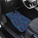 Blue Monarch Butterfly Wings Print Front Car Floor Mats