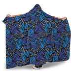 Blue Monarch Butterfly Wings Print Hooded Blanket