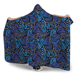Blue Monarch Butterfly Wings Print Hooded Blanket