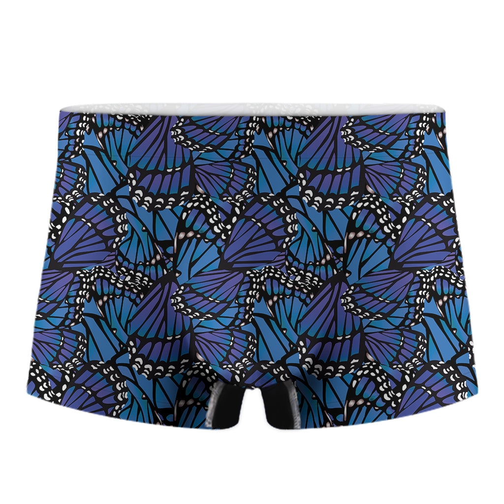 Blue Monarch Butterfly Wings Print Men's Boxer Briefs