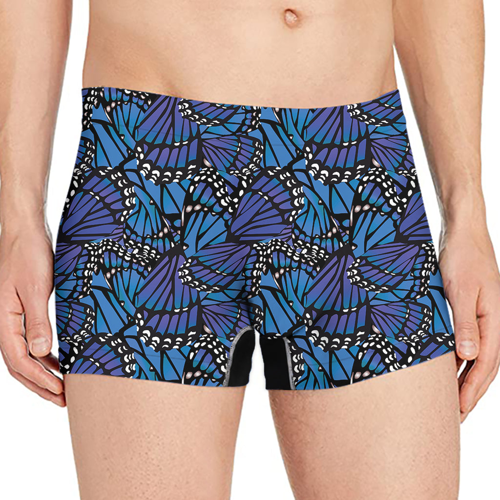 Blue Monarch Butterfly Wings Print Men's Boxer Briefs