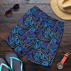 Blue Monarch Butterfly Wings Print Men's Shorts