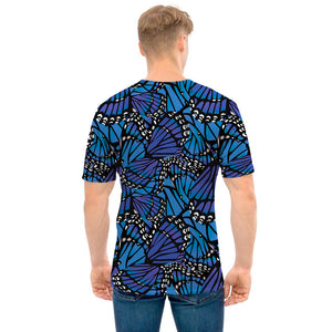 Blue Monarch Butterfly Wings Print Men's T-Shirt