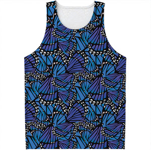 Blue Monarch Butterfly Wings Print Men's Tank Top