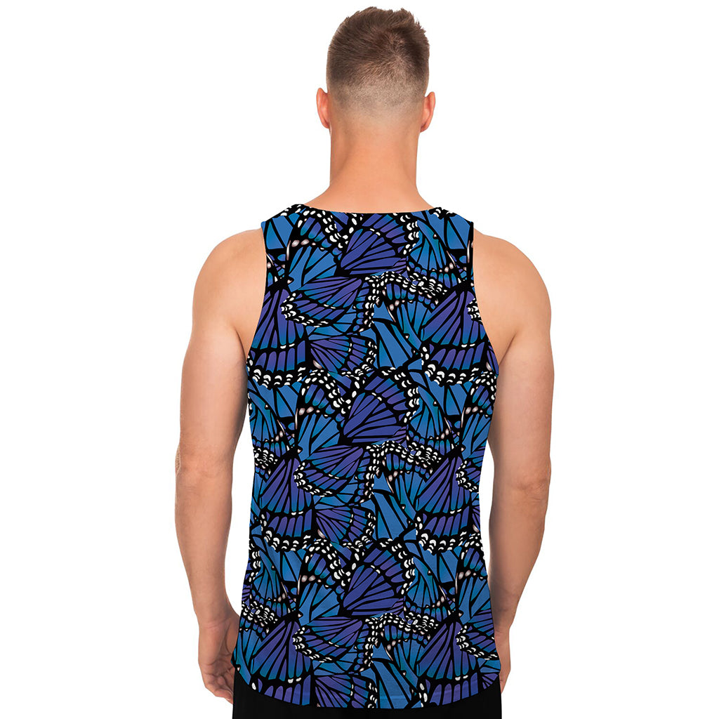 Blue Monarch Butterfly Wings Print Men's Tank Top