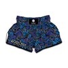 Blue Monarch Butterfly Wings Print Muay Thai Boxing Shorts