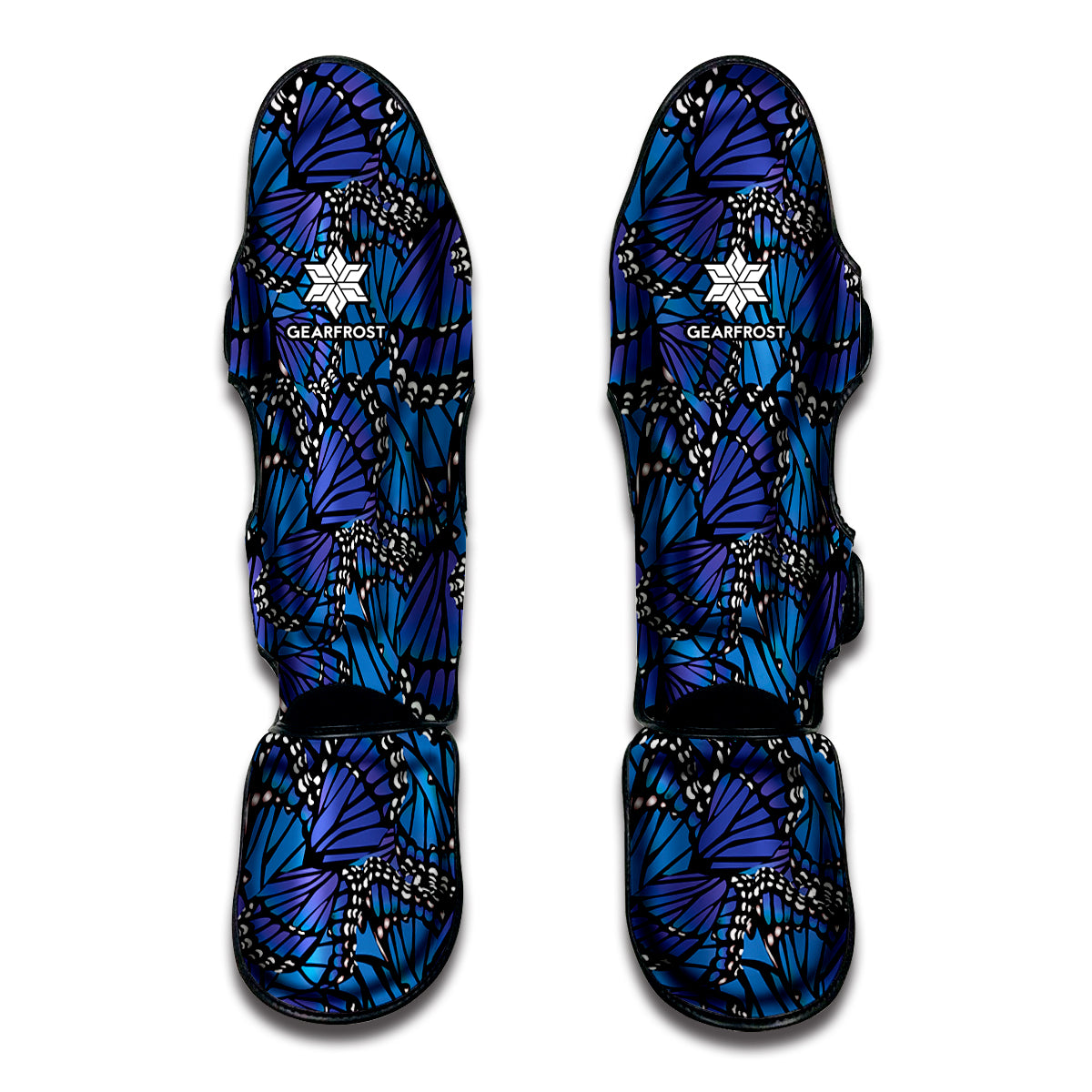 Blue Monarch Butterfly Wings Print Muay Thai Shin Guard