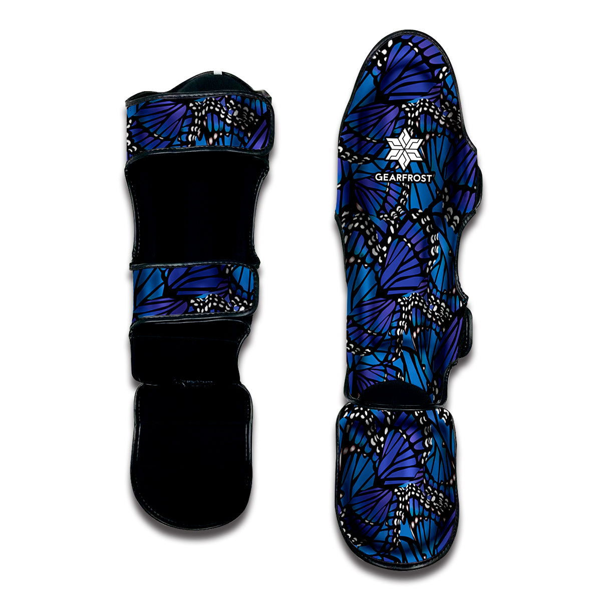 Blue Monarch Butterfly Wings Print Muay Thai Shin Guard