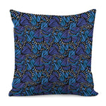 Blue Monarch Butterfly Wings Print Pillow Cover