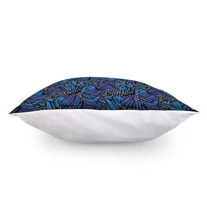 Blue Monarch Butterfly Wings Print Pillow Cover