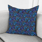 Blue Monarch Butterfly Wings Print Pillow Cover