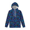 Blue Monarch Butterfly Wings Print Pullover Hoodie