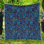 Blue Monarch Butterfly Wings Print Quilt