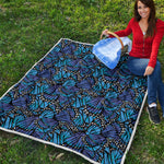 Blue Monarch Butterfly Wings Print Quilt