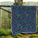 Blue Monarch Butterfly Wings Print Quilt