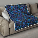 Blue Monarch Butterfly Wings Print Quilt
