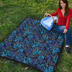 Blue Monarch Butterfly Wings Print Quilt