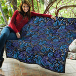 Blue Monarch Butterfly Wings Print Quilt