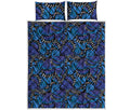 Blue Monarch Butterfly Wings Print Quilt Bed Set