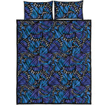 Blue Monarch Butterfly Wings Print Quilt Bed Set
