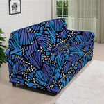 Blue Monarch Butterfly Wings Print Sofa Cover