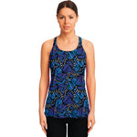 Blue Monarch Butterfly Wings Print Women's Racerback Tank Top